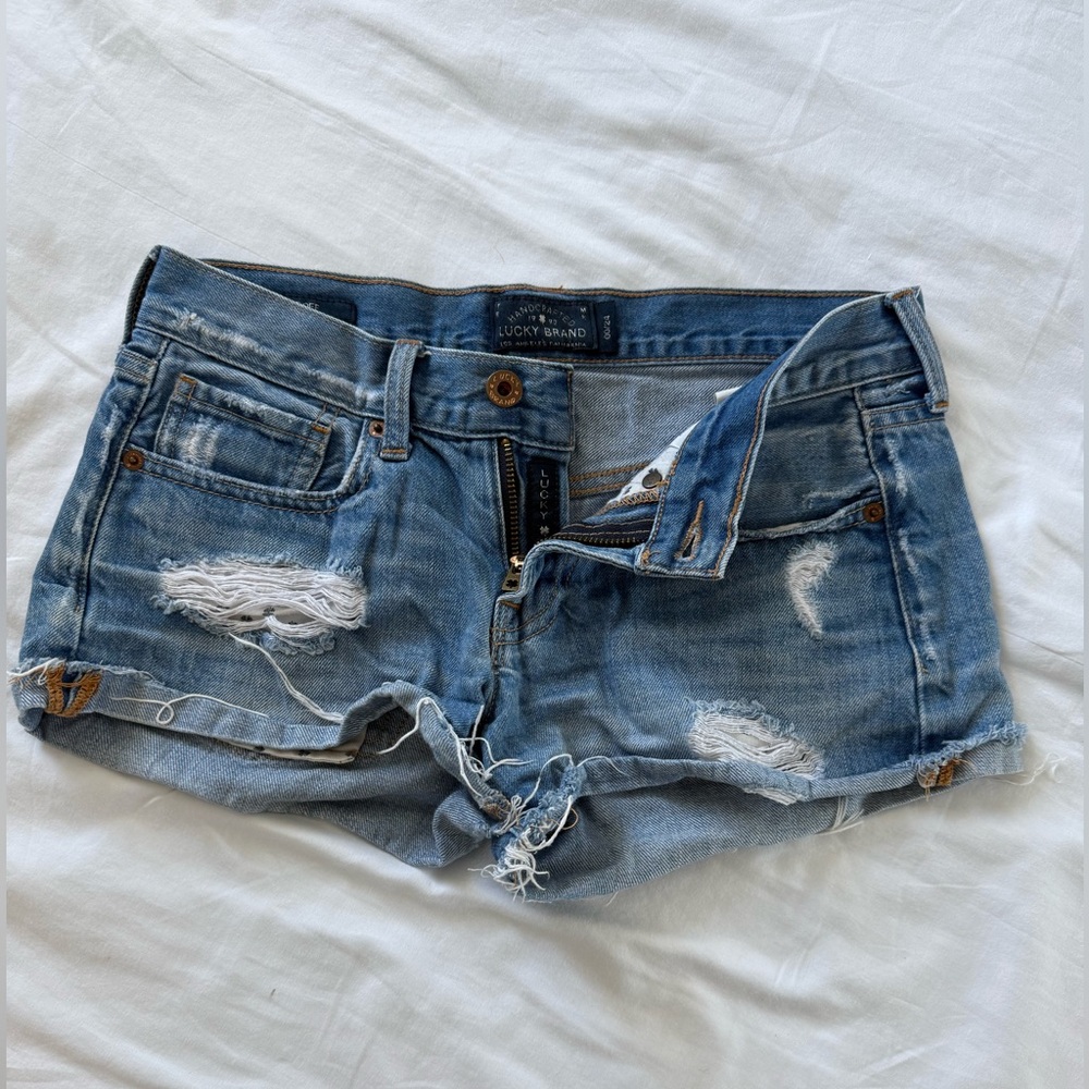 Lucky Brand Light Blue Ripped Jean Shorts